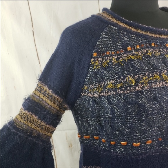 Free People Craft Time Sweater-Navy Blue-Size XS - Picture 6 of 7